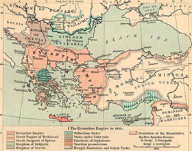 Duchy of Naxos carved from a Map of the Byzantine Empire 1265