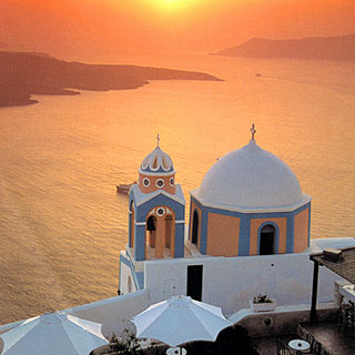 Santorini Island Sunsets over the Volcano