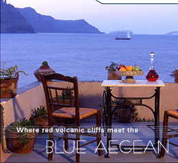 Where red volcanic cliffs meet the Blue Aegean