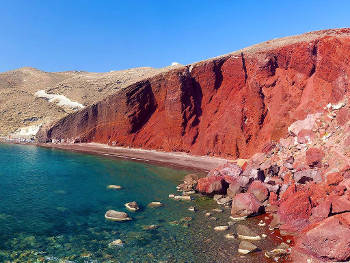 Santorini island red beach