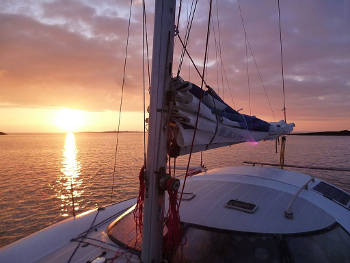 Sunset on boat