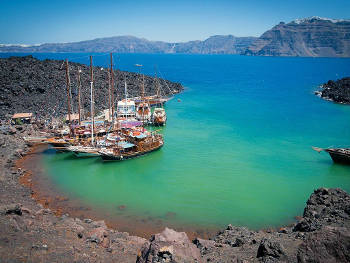 Santorini volcano and hot springs