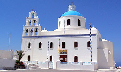 Church of Panagia of Platsani Oia Caldera Square